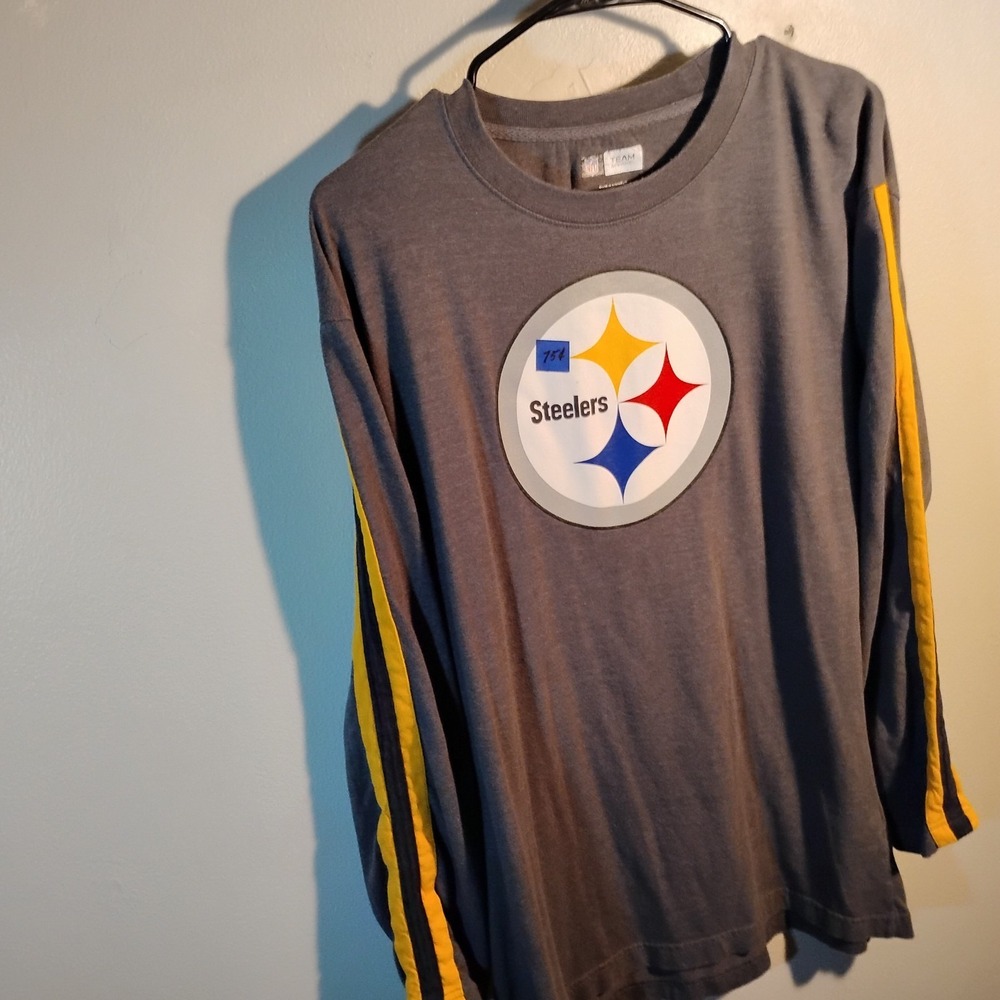 Pittsburgh Steelers NFL Apparel Long Sleeve Logo Sewn Stripe Sleeves Mens Large - Picture 7 of 16
